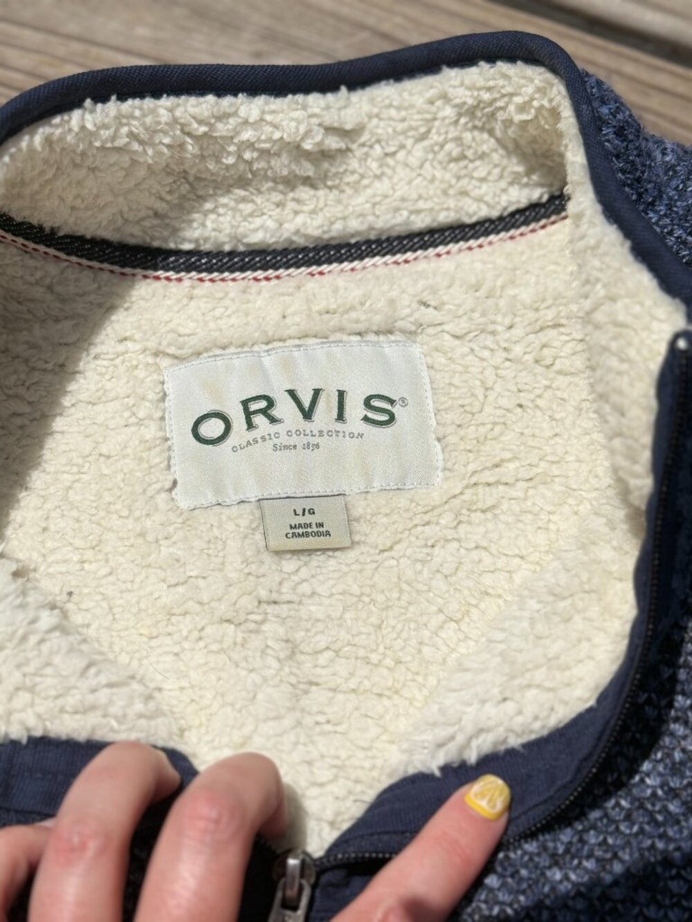 Orvis Sherpa Quarter Zip Pullover Fleece Cabincore Coastal Grandad L 3737
